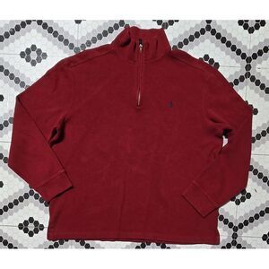 VTG Polo Ralph Lauren Mens Burgundy Quarter Zip Sz XL Pullover Sweater Mock Neck